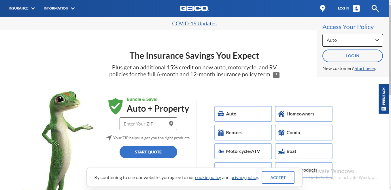 Geico online insurance