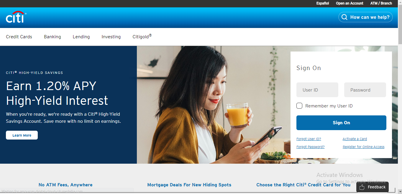 Log into citibank account online